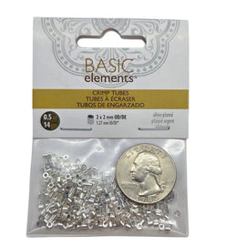 Silver Plated Crimp Tubes: 2mm, Bead Smith, Jewelry Making (~400 pcs), TCB20S-B