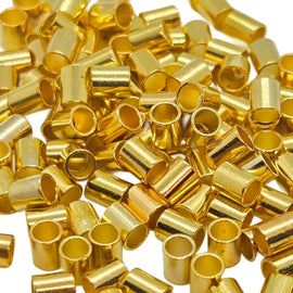 Gold Plated Crimp Tubes: Size 4, 2mm ID, Jewelry Making, 20g (430 pcs)