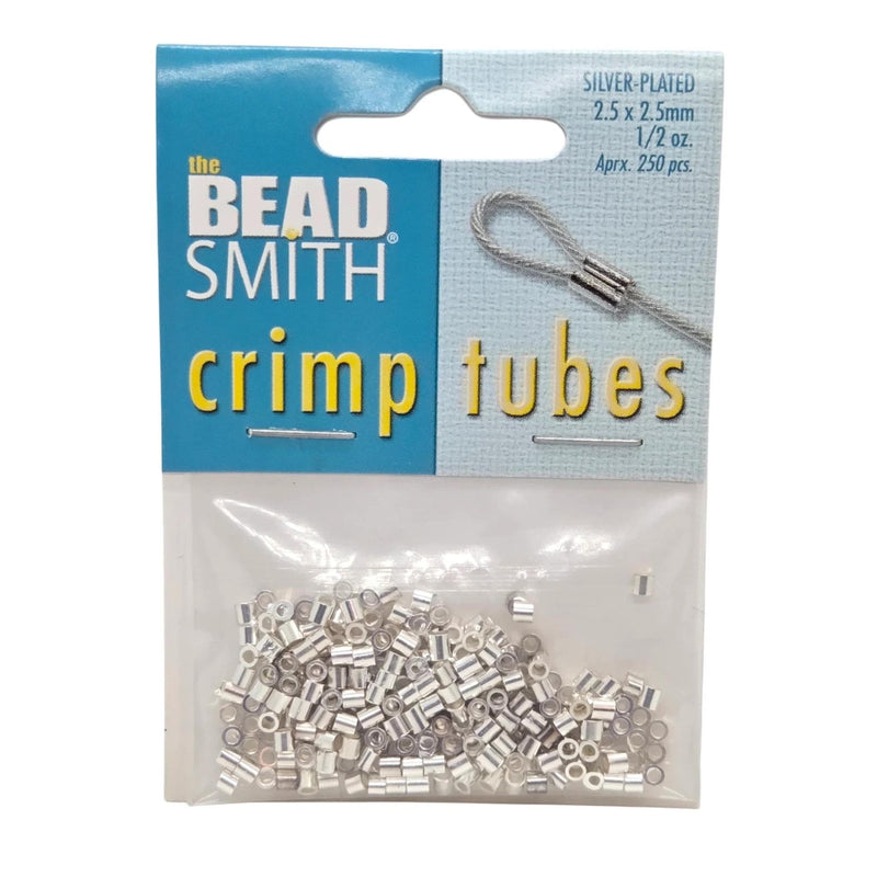 Silver Plated Crimp Tubes: 2.5mm, Jewelry Making Supplies (~250 pcs) TCB25S-B