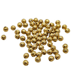Gold Plated Brass Beads: 2.5mm Corrugated Round, 100 Pieces