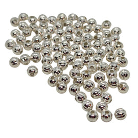 Silver Plated Corrugated Beads: 2.5mm Round Brass, 100 Pcs