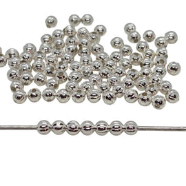 Silver Plated Corrugated Beads: 2.5mm Round Brass, 100 Pcs