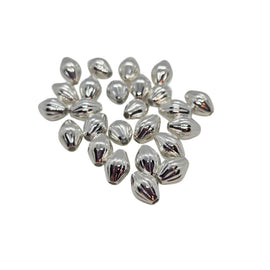Silver Plated Corrugated Bicone Beads: 7x5mm, 25 Pieces