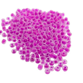 Dark Fuchsia Lined Clear Glass Seed Beads: Size 8/0, 20g, Jewelry Making