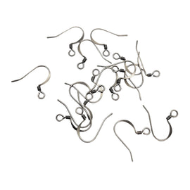 Antiqued Silver Plated Fishhook Ear Wires: Nickel Free, Coil Embellishment (18mm H), 48 pcs.