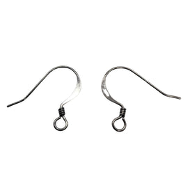 Black Oxide Fishhook Ear Wires: Nickel Free, Coil Embellishment (18mm H), 48 pcs.