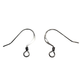 Black Oxide Fishhook Ear Wires: Nickel Free, Coil Embellishment (18mm H), 48 pcs.