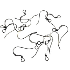 Black Oxide Fishhook Ear Wires: Nickel Free, Coil Embellishment (18mm H), 48 pcs.