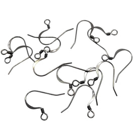 Black Oxide Fishhook Ear Wires: Nickel Free, Coil Embellishment (18mm H), 144 pcs.