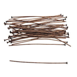 Antiqued Copper Headpins - 2 Inch 21 Gauge Flat Head Pins, 144 pcs.