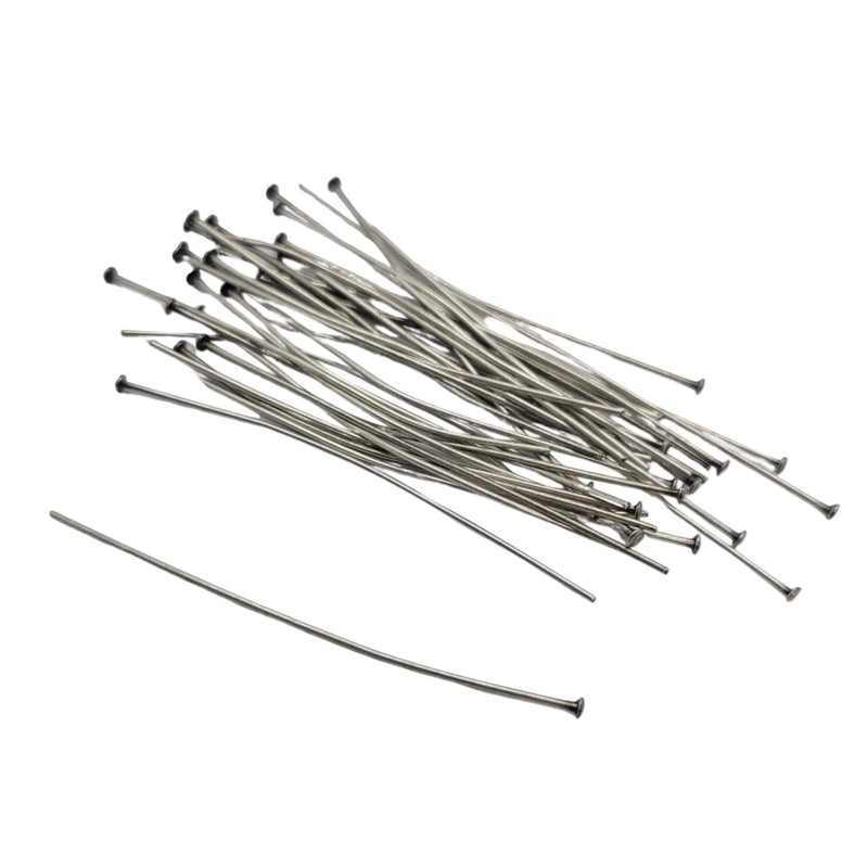 Antiqued Silver Headpins - 2 Inch 21 Gauge Flat Head Pins, 144 pcs.