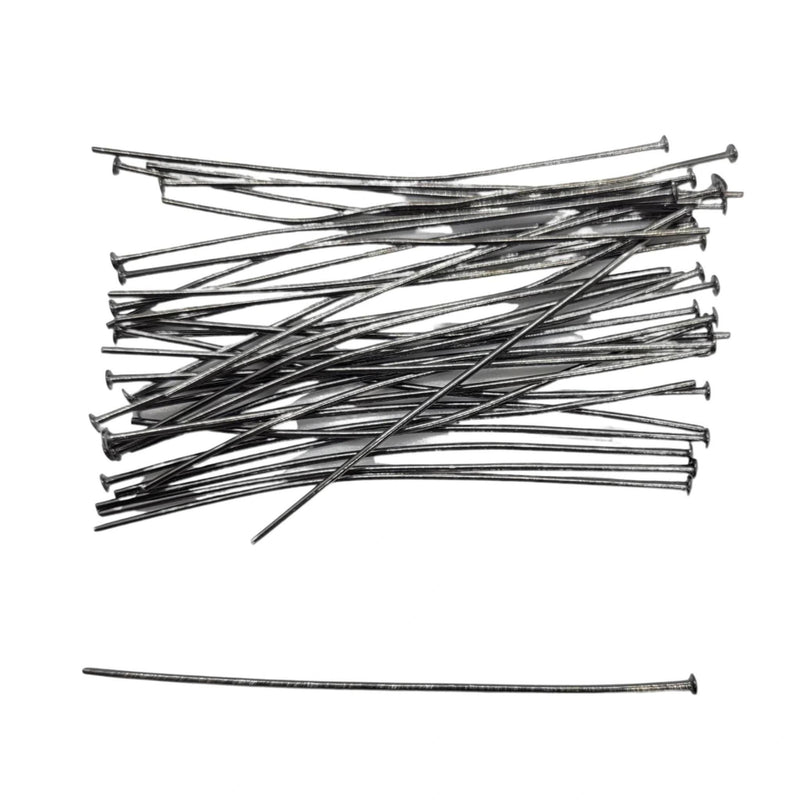 Black Oxide Headpins - 2 Inch 21 Gauge Flat Head Pins, 144 pcs.