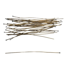 Antiqued Brass Headpins - 3 Inch 21 Gauge Flat Head Pins, 144 pcs. - Vintage Bronze Jewelry Findings