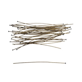 Antiqued Brass Headpins - 3 Inch 21 Gauge Flat Head Pins, 144 pcs. - Vintage Bronze Jewelry Findings