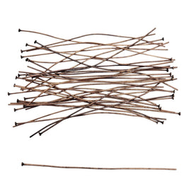 Antiqued Copper Headpins - 3 Inch 21 Gauge Flat Head Pins, 48 pcs.