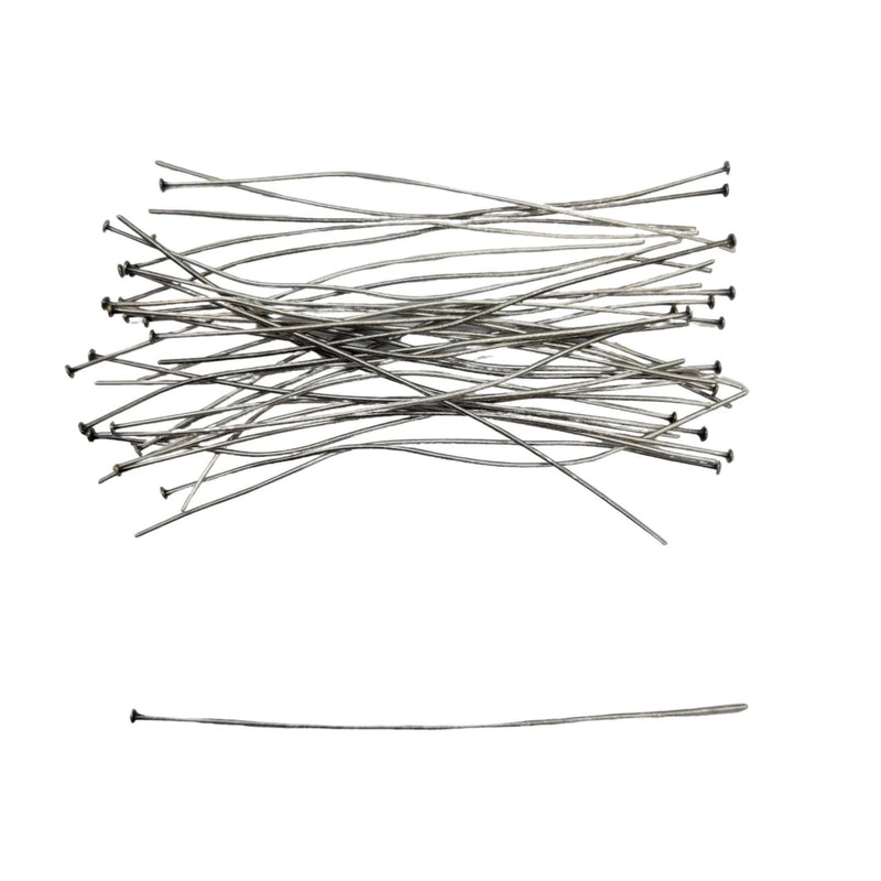 Antiqued Silver Headpins - 3 Inch 21 Gauge Flat Head Pins, 48 pcs.