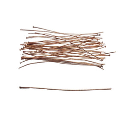 Copper Plated Headpins - 3 Inch 21 Gauge Flat Head Pins, 144 pcs.