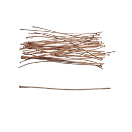 Copper Plated Headpins - 3 Inch 21 Gauge Flat Head Pins, 144 pcs.