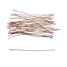 Copper Plated Headpins - 3 Inch 21 Gauge Flat Head Pins, 48 pcs.