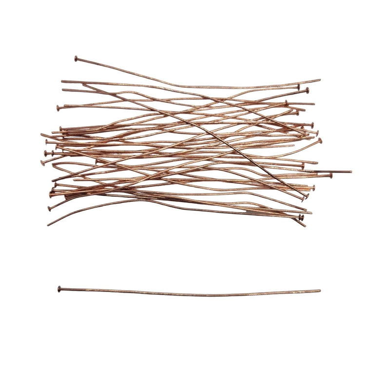 Copper Plated Headpins - 3 Inch 21 Gauge Flat Head Pins, 48 pcs.