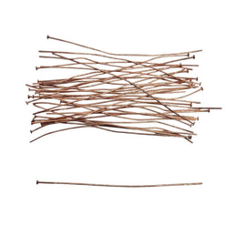 Copper Plated Headpins - 3 Inch 21 Gauge Flat Head Pins, 144 pcs.