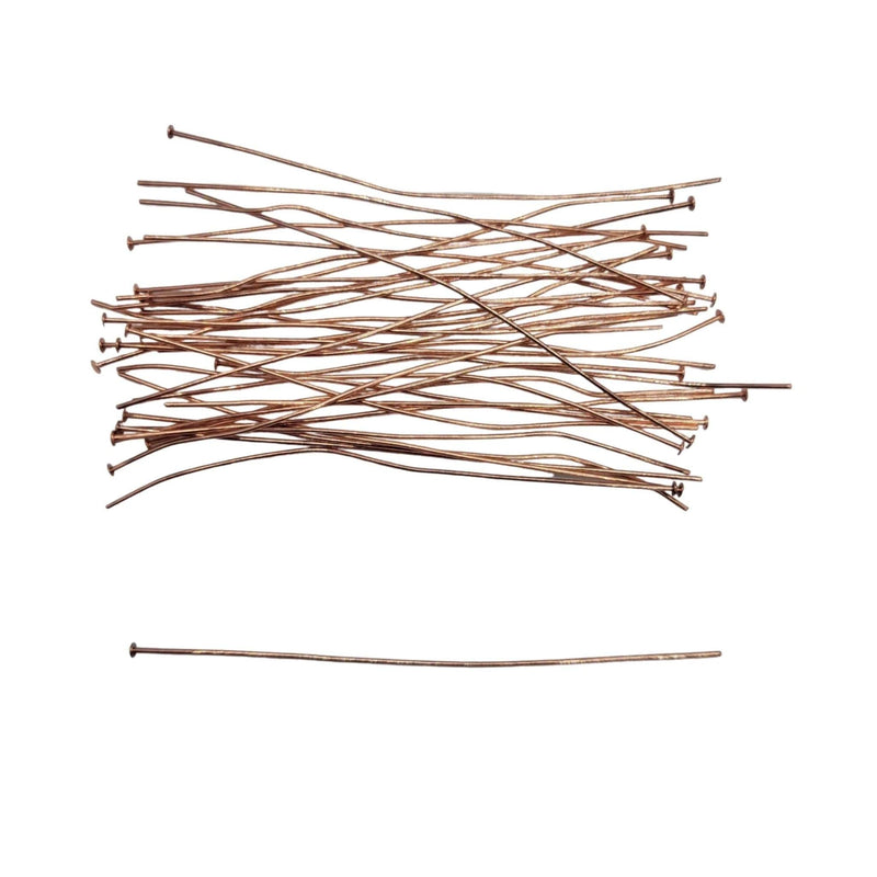 Copper Plated Headpins - 3 Inch 21 Gauge Flat Head Pins, 144 pcs.
