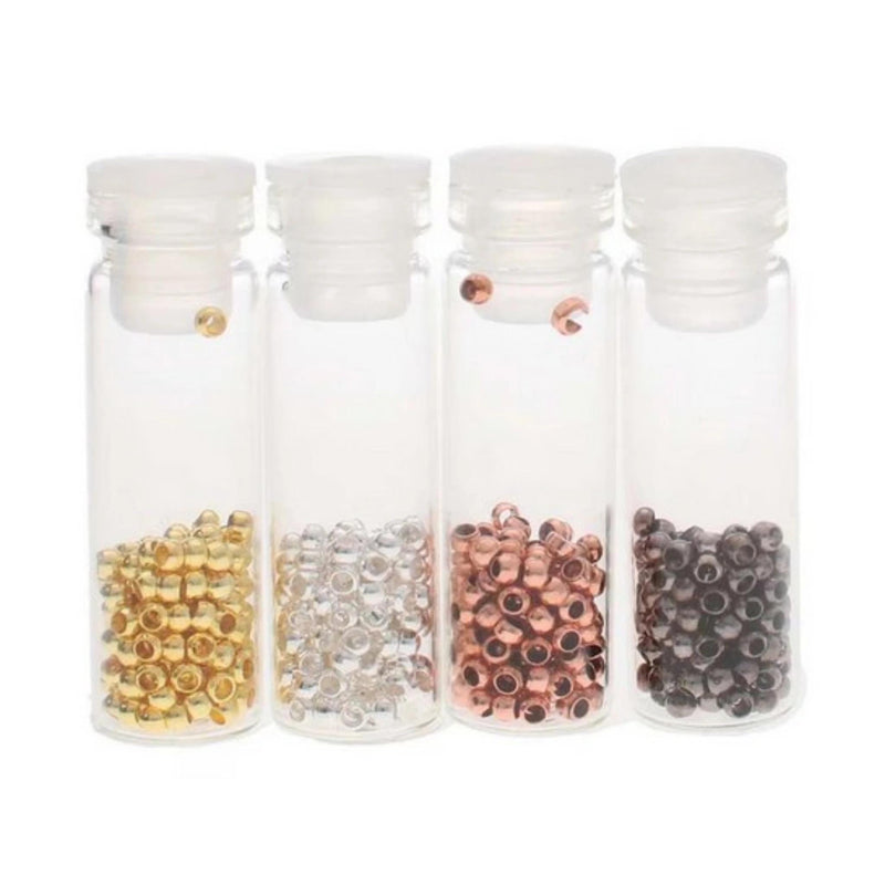 Beadsmith Round Crimp Beads: 600pc Assortment, 2mm Size 1 - Silver, Gold, Copper, Black Oxide FACB22ASST