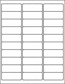 Removable White Matte Labels, Rounded Rectangle 2.625x1 inch, 10 sheets (300 labels)