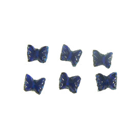 Cobalt Blue Butterfly Glass Beads: 9x8mm Transparent Pressed Charms (50 beads)