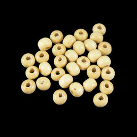 Round Rondelle Wood Beads: Natural 6x5mm, Large Hole (450-500 pcs)