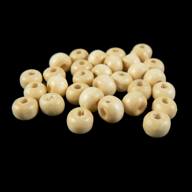 Round Rondelle Wood Beads: Natural 6x5mm, Large Hole (450-500 pcs)