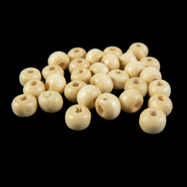 Round Rondelle Wood Beads: Natural 6x5mm, Large Hole (450-500 pcs)