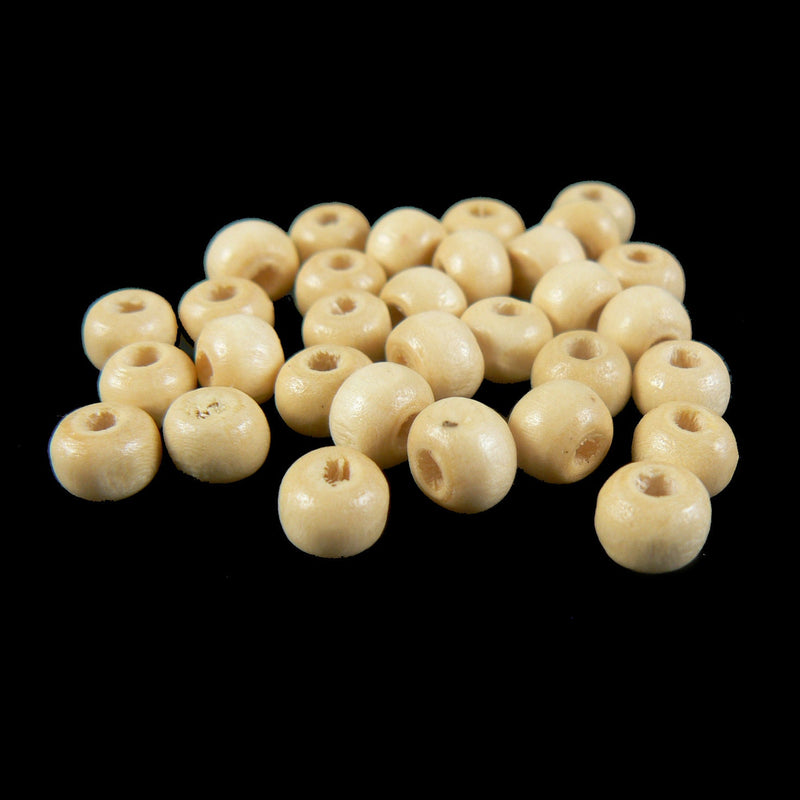 Round Rondelle Wood Beads: Natural 6x5mm, Large Hole (450-500 pcs)