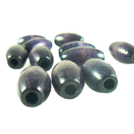 Deep Purple Wood Beads: 25x15mm Oval Barrel Shape, Large Hole (25 or 50 pcs)