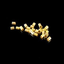 Gold Plated Crimp Tubes: Size 2, 1.3mm ID, Jewelry Making Supplies (~140 pcs)