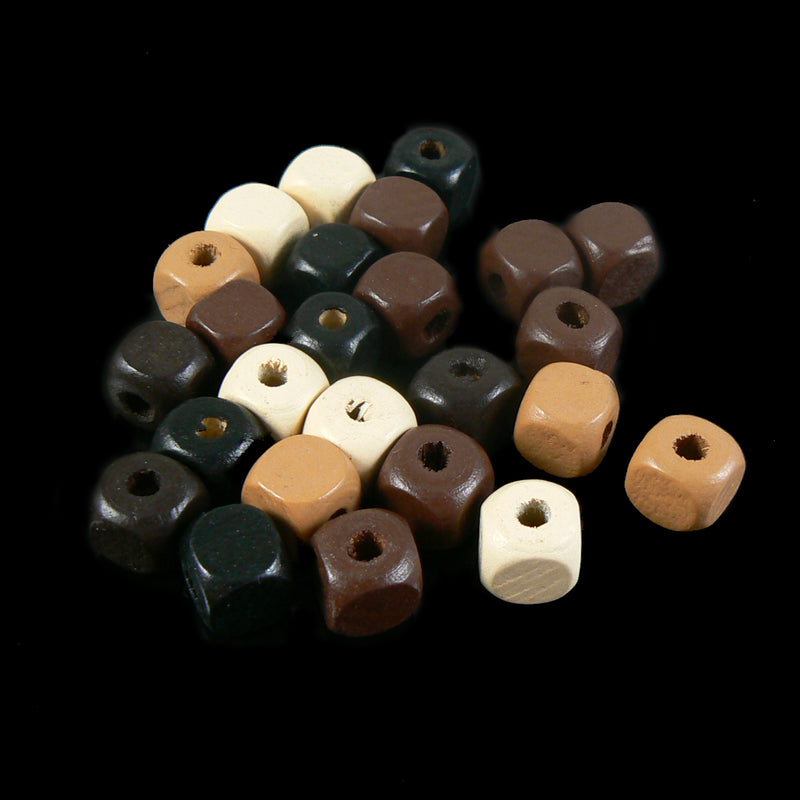 10mm rounded cube, painted wood bead assortment, .25lb (approx 250 beads)