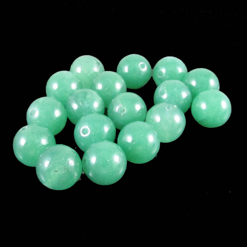 11- 12mm green quartz (dyed) round beads, 7" strand, 17 beads