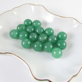 11- 12mm green quartz (dyed) round beads, 7" strand, 17 beads