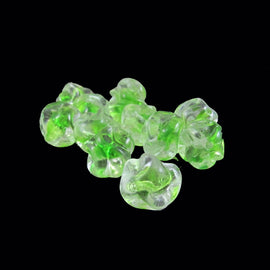 11mm green and clear Czech glass bumpy round beads, 12 beads