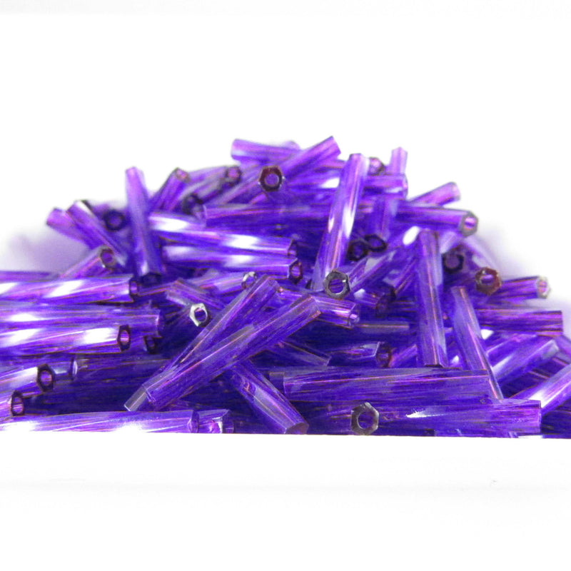12mm x 2mm dark purple twisted bugle beads, Miyuki 2012, 25gm, ~420 beads