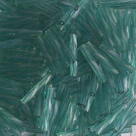 12x2mm transparent seafoam green twisted bugle beads Miyuki 2017 25gm ~420 beads