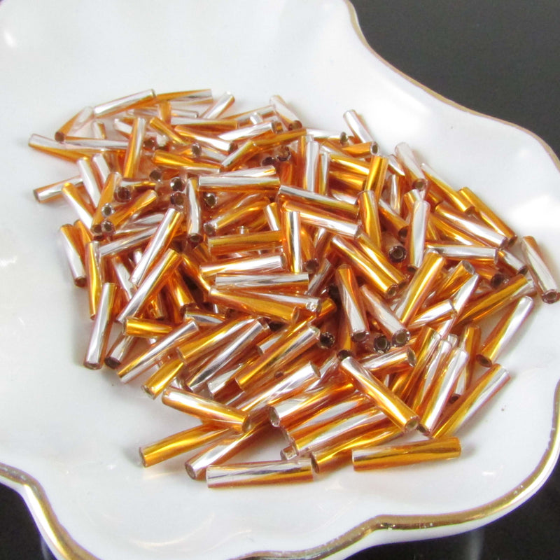 12mm silver lined two tone clear & topaz twisted bugle beads Miyuki TW – My  Supplies Source