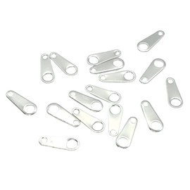 10mm x 4mm silver plated brass necklace/ chain tab ends, 100 pcs. BULK