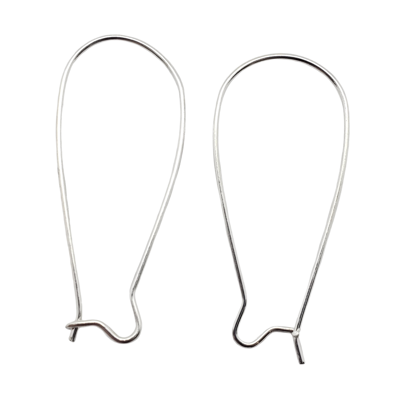 33 x 14mm silver color kidney earwires, 24 pcs (12 pair)