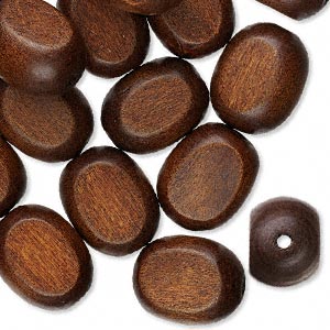 25mm x 20mm dark brown wood flat ovals, 25 pcs
