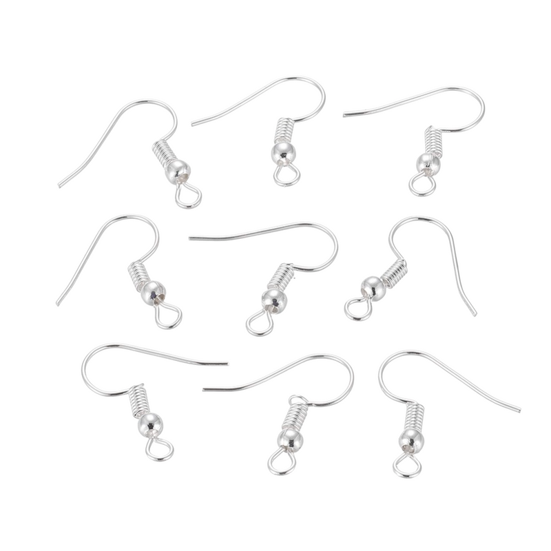 Silver plated fish hook ear wires, 18mm tall w/ 2mm hole, 144 pcs (72 pair)