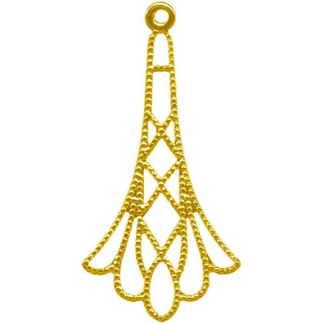 33mm x 16mm gold plated tower shaped filigree findings, links, 12 pcs.