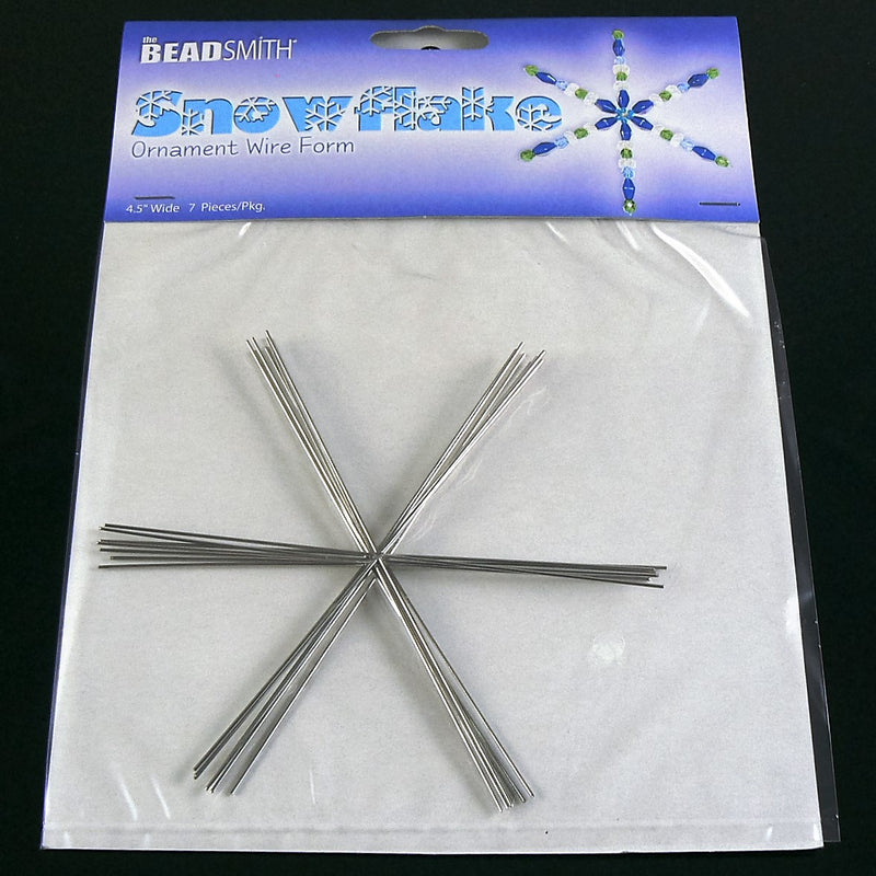4.5" Beadsmith wire snowflake forms, .8mm diameter wire, package of 7 forms.