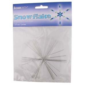 4.5" Beadsmith wire snowflake forms, .8mm diameter wire, package of 7 forms.