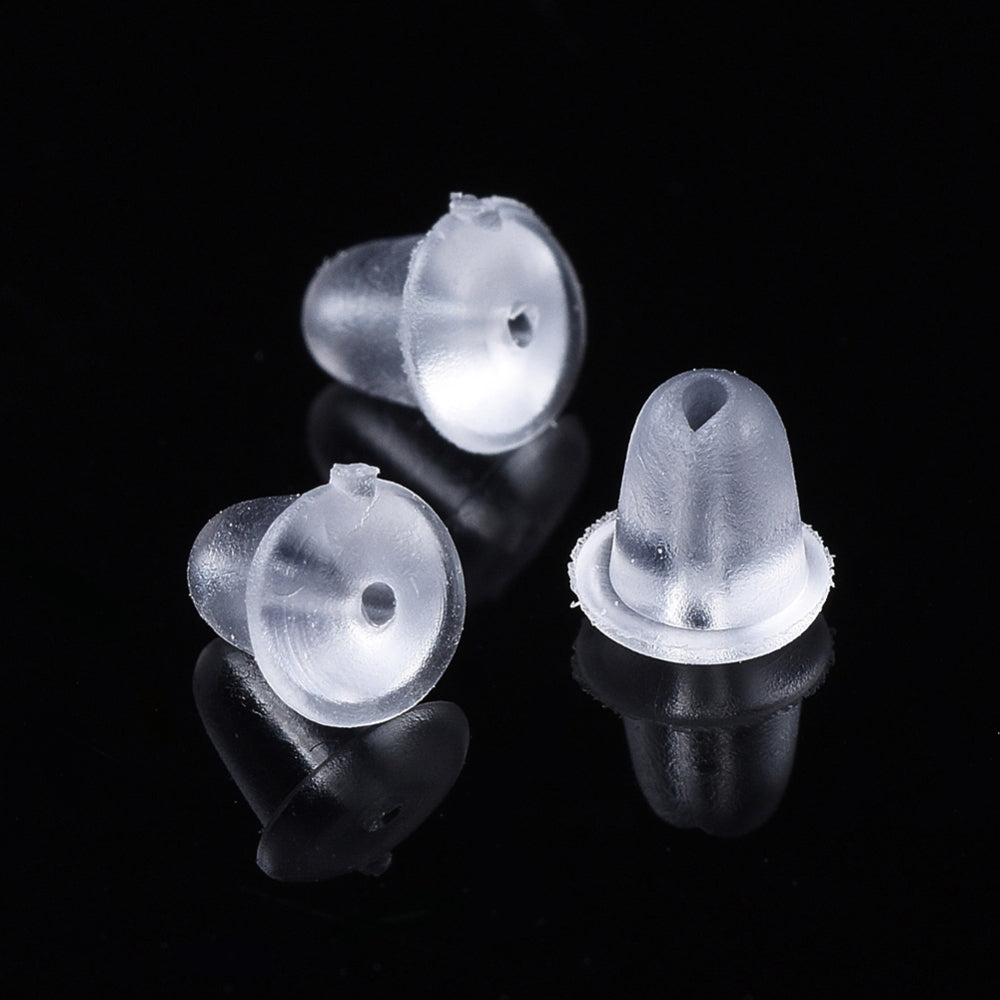 100pcs Clear Soft Silicone Rubber Earring Backs Stopper Earnuts